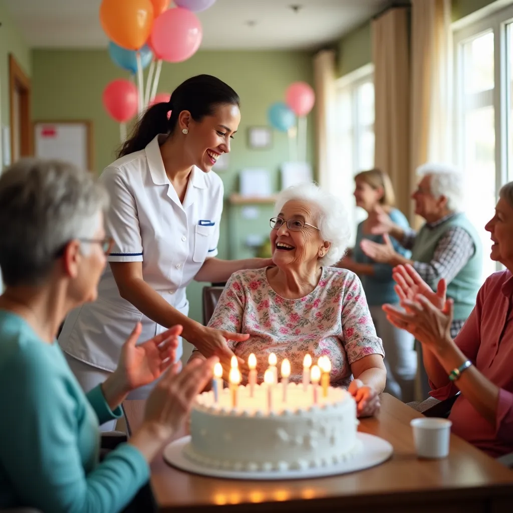Przyjazny opiekun rozmawiający z seniorem